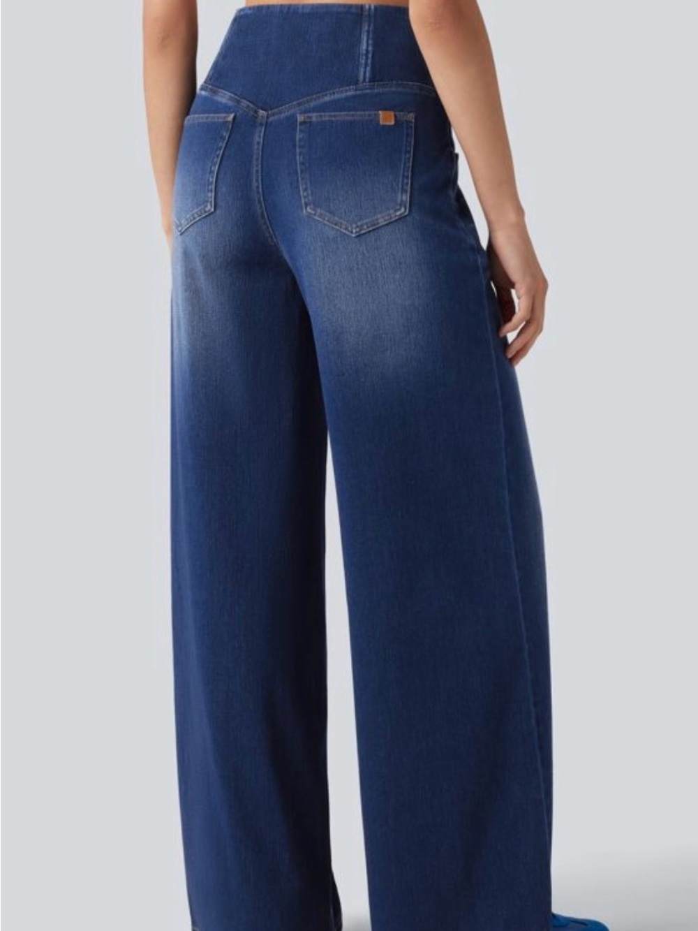 Halara Flex™ Crossover High Waisted Tummy Control Wide Leg Casual Jeans - Picture 6 of 8